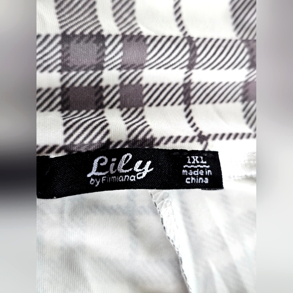 Lily by Firmiana Soft Gray & White Plaid Stripe Palazzo Lounge Pants W Pockets - Picture 8 of 9